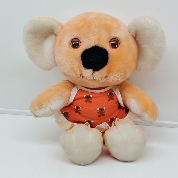 Vintage 80s Hasbro Softies Googlies Plush 14" Orange Koala Bear w/Sleep Eyes - Picture 1 of 8